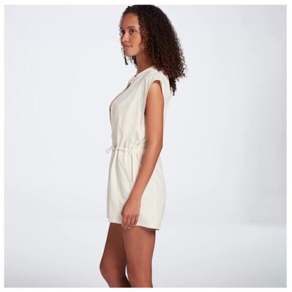 Calia Soft Utility Romper Shorts  Sleeveless Lightweight Cream size XL Relaxed - Picture 5 of 16